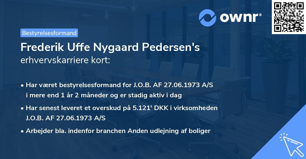 Frederik Uffe Nygaard Pedersen's erhvervskarriere kort