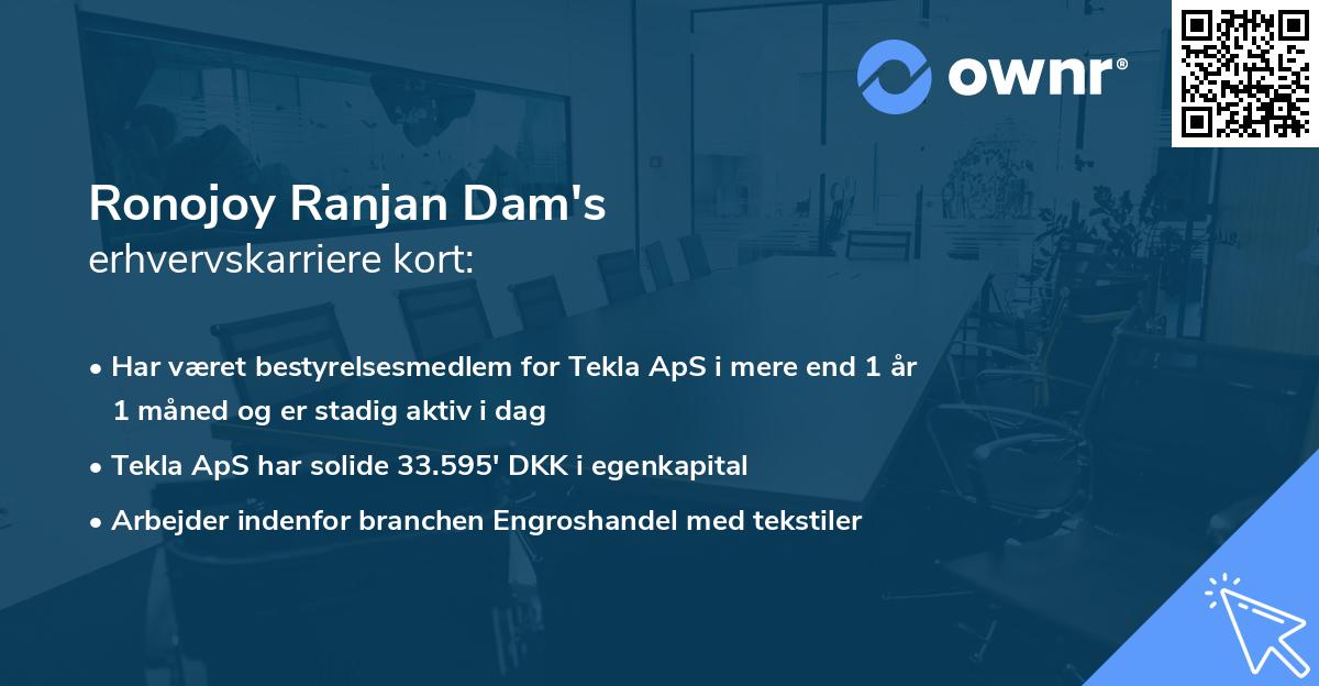 Ronojoy Ranjan Dam's erhvervskarriere kort