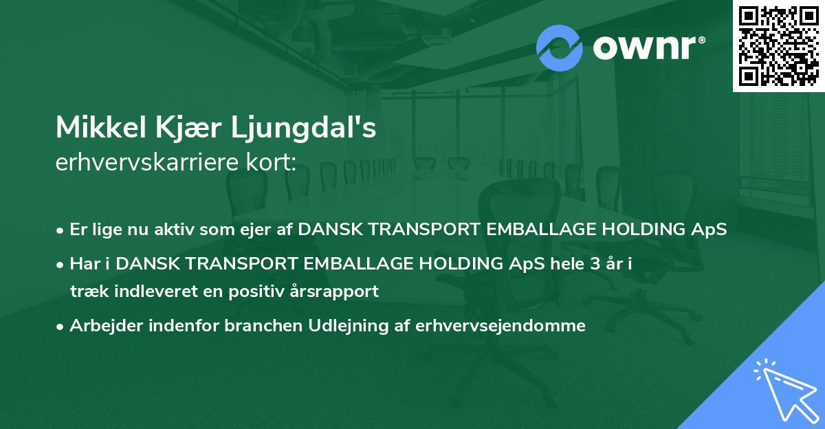 Mikkel Kjær Ljungdal's erhvervskarriere kort