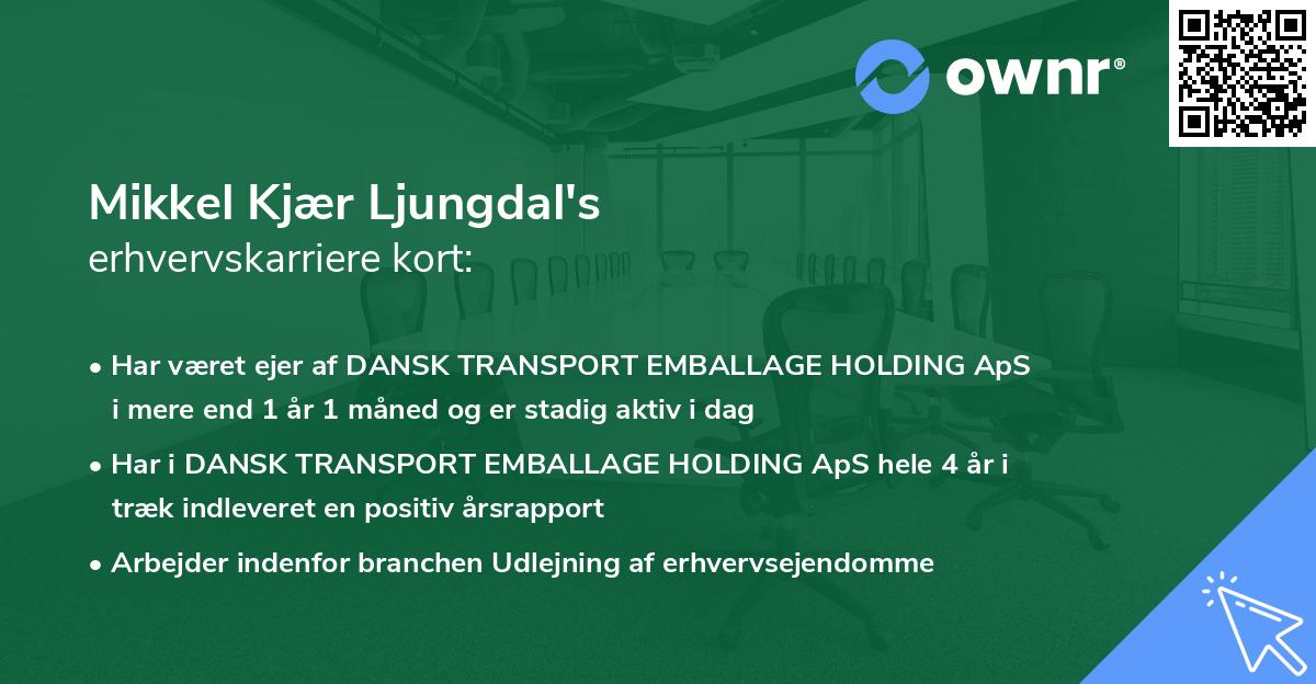 Mikkel Kjær Ljungdal's erhvervskarriere kort