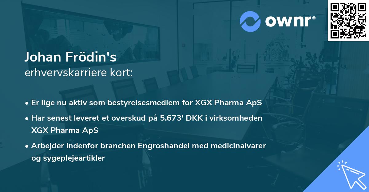 Johan Frödin's erhvervskarriere kort