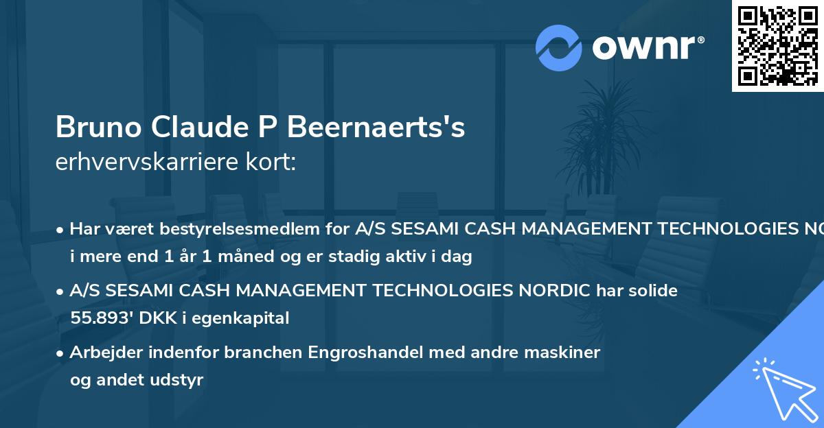 Bruno Claude P Beernaerts's erhvervskarriere kort