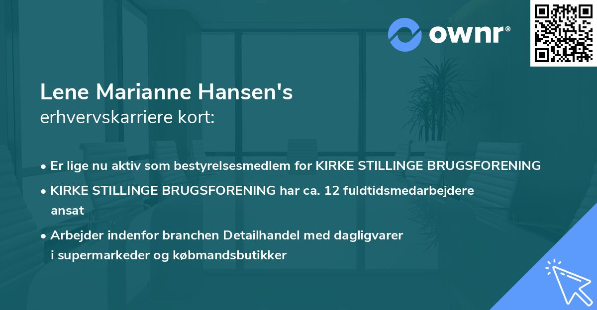 Lene Marianne Hansen's erhvervskarriere kort