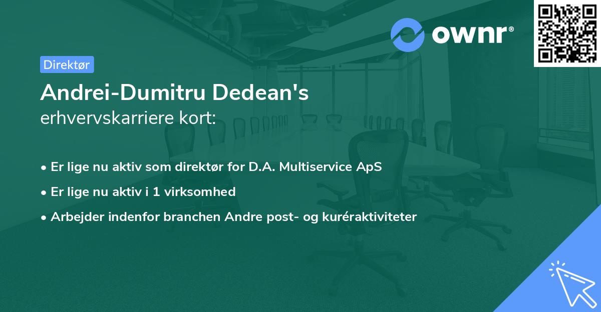 Andrei-Dumitru Dedean's erhvervskarriere kort