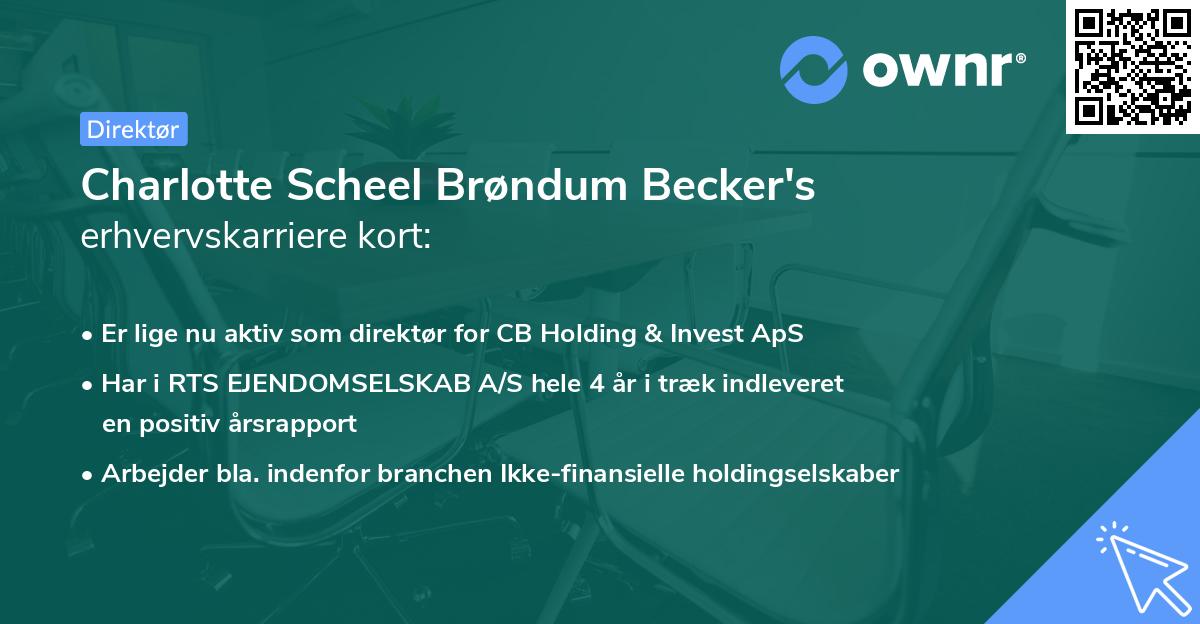 Charlotte Scheel Brøndum Becker's erhvervskarriere kort