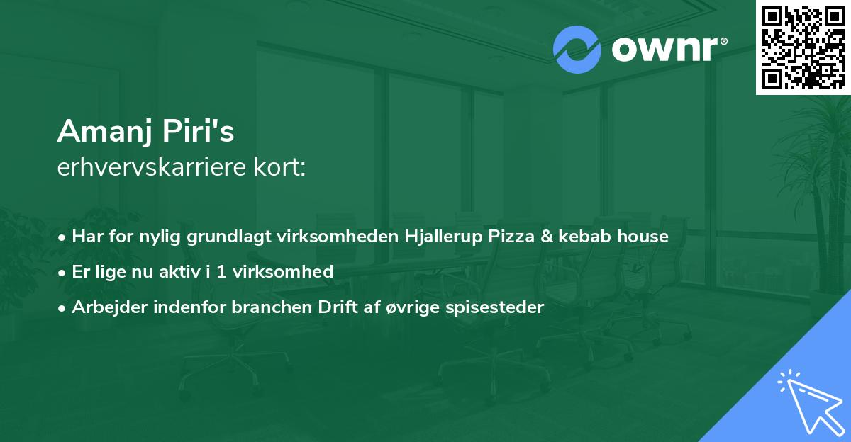 Amanj Piri's erhvervskarriere kort