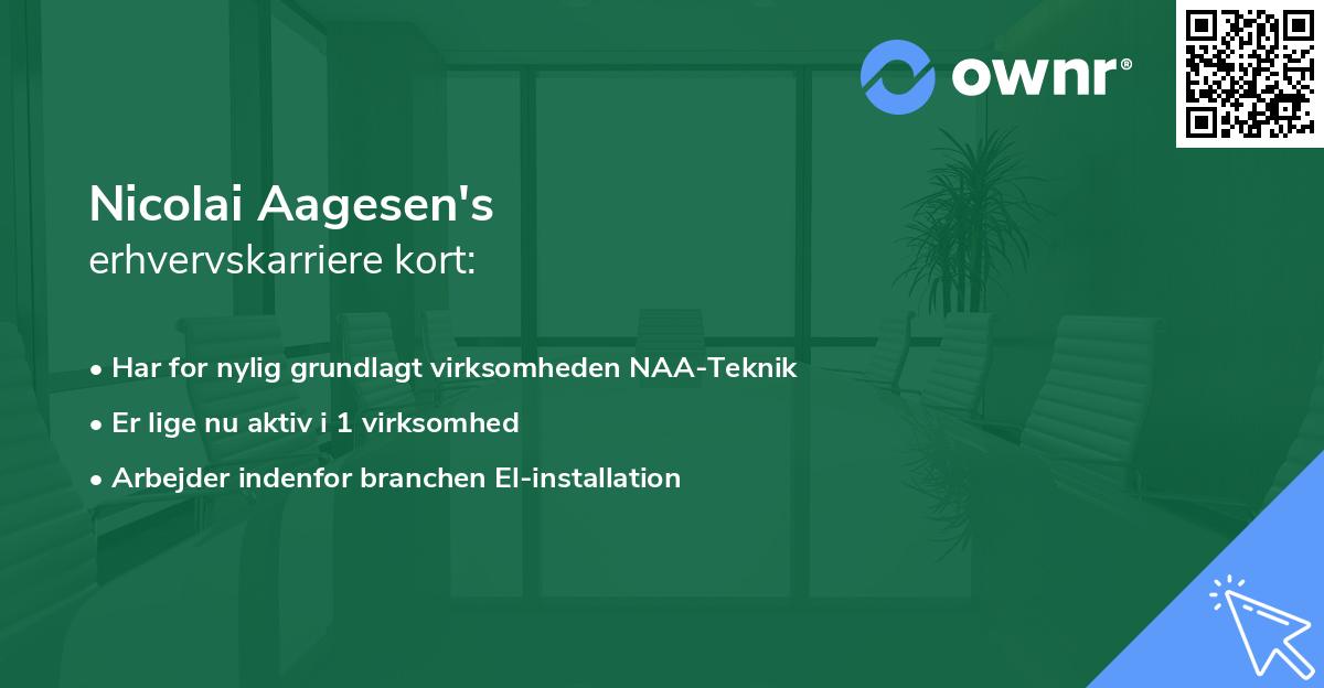 Nicolai Aagesen's erhvervskarriere kort