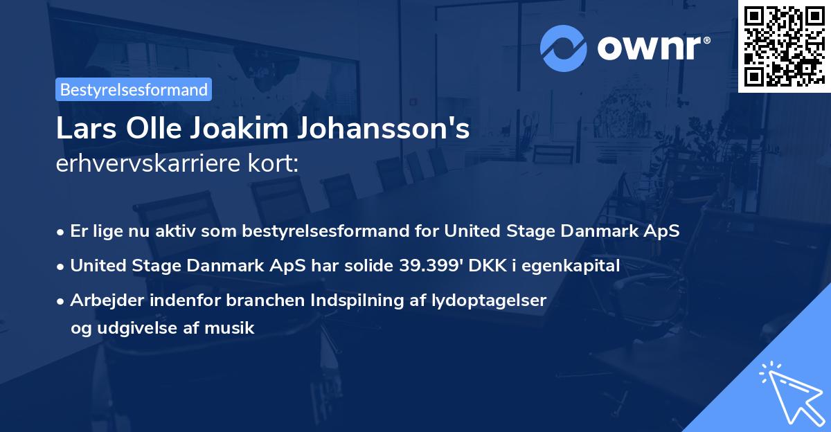 Lars Olle Joakim Johansson's erhvervskarriere kort