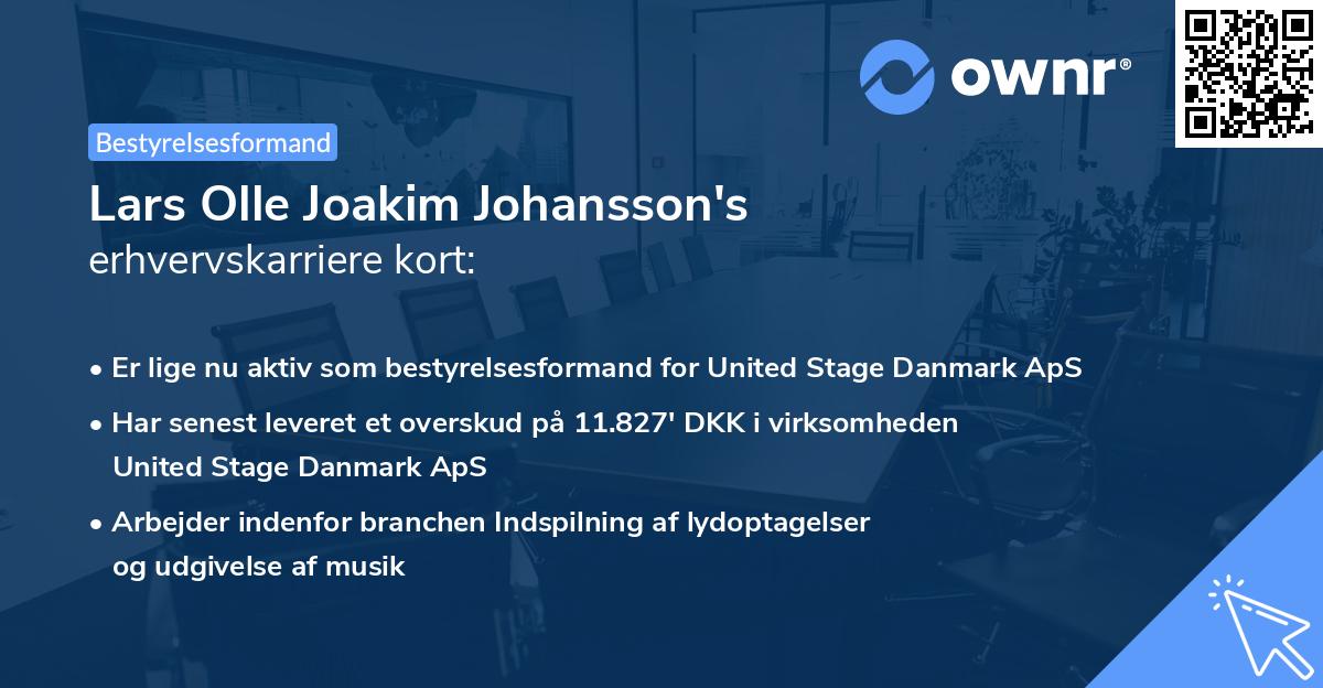 Lars Olle Joakim Johansson's erhvervskarriere kort