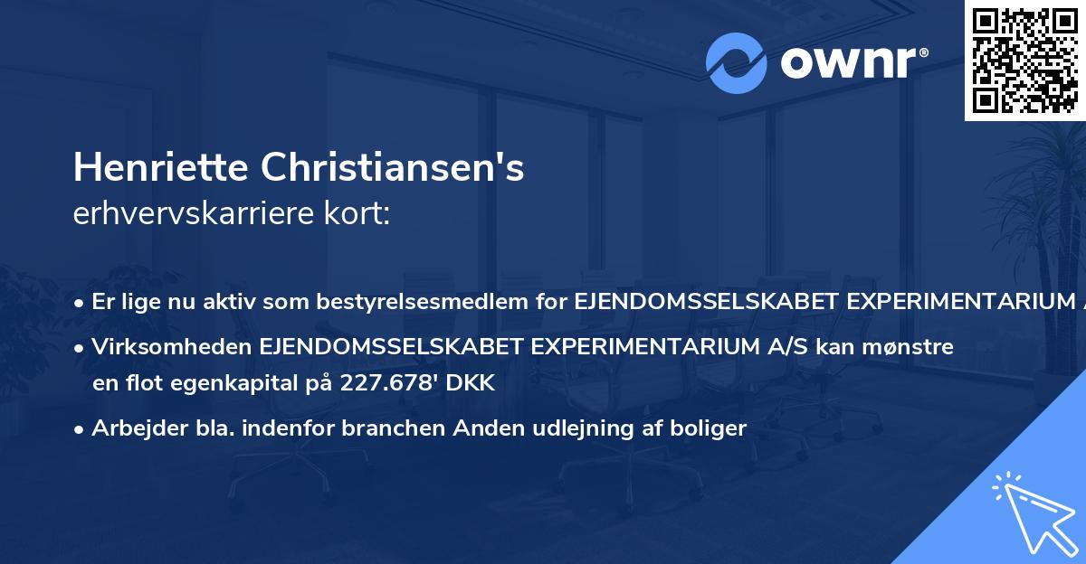 Henriette Christiansen's erhvervskarriere kort