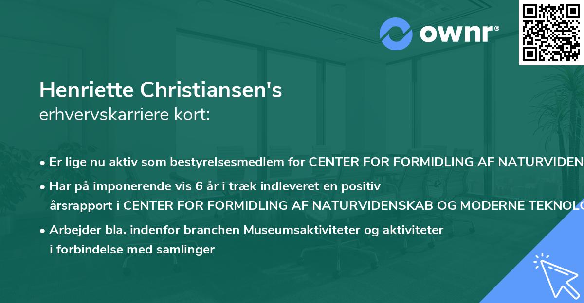 Henriette Christiansen's erhvervskarriere kort