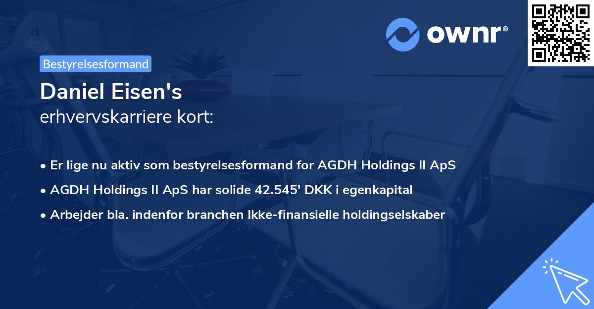 Daniel Eisen's erhvervskarriere kort
