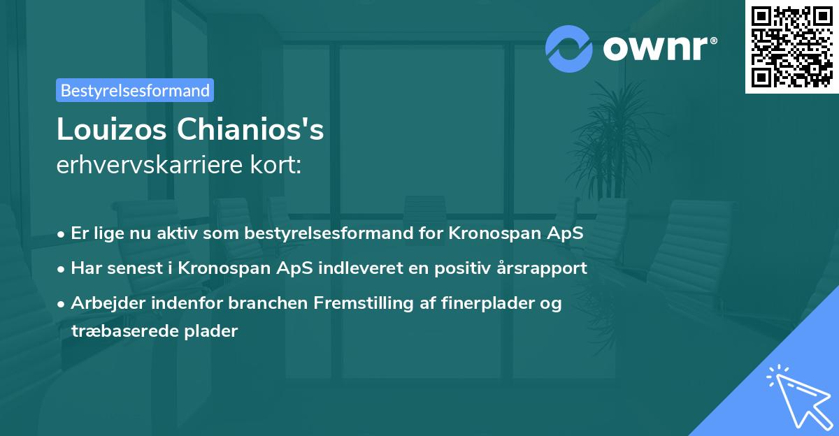 Louizos Chianios's erhvervskarriere kort