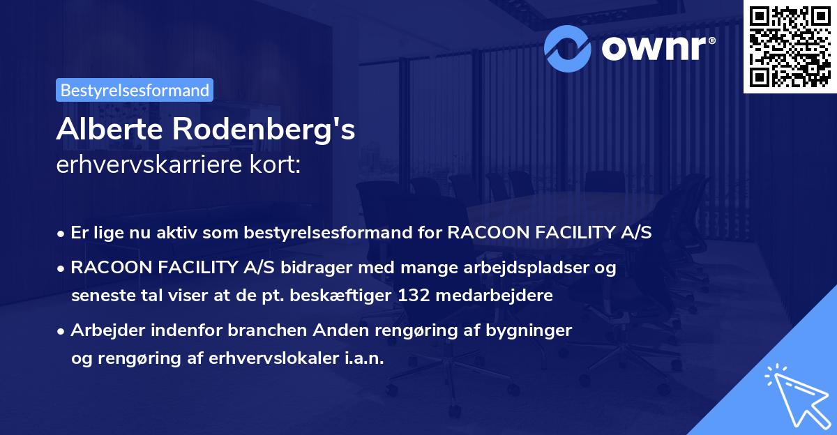 Alberte Rodenberg's erhvervskarriere kort
