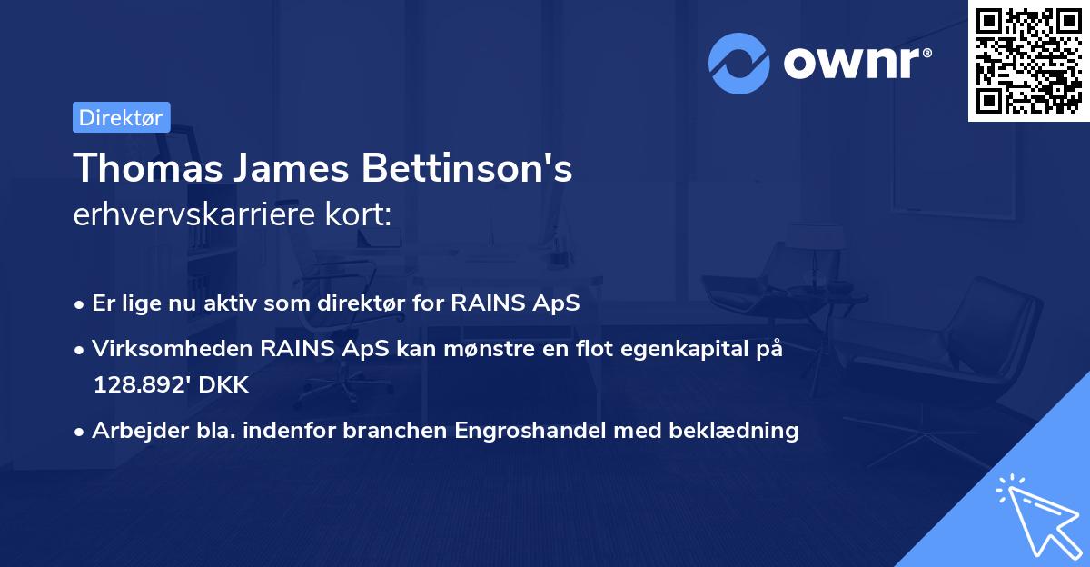 Thomas James Bettinson's erhvervskarriere kort
