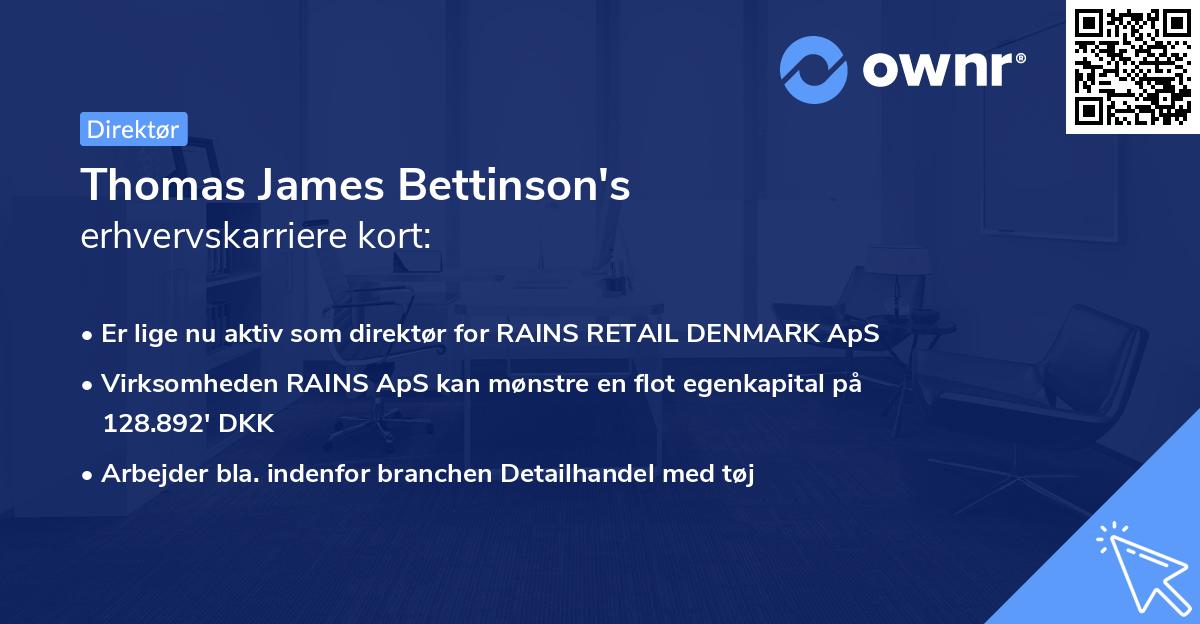 Thomas James Bettinson's erhvervskarriere kort