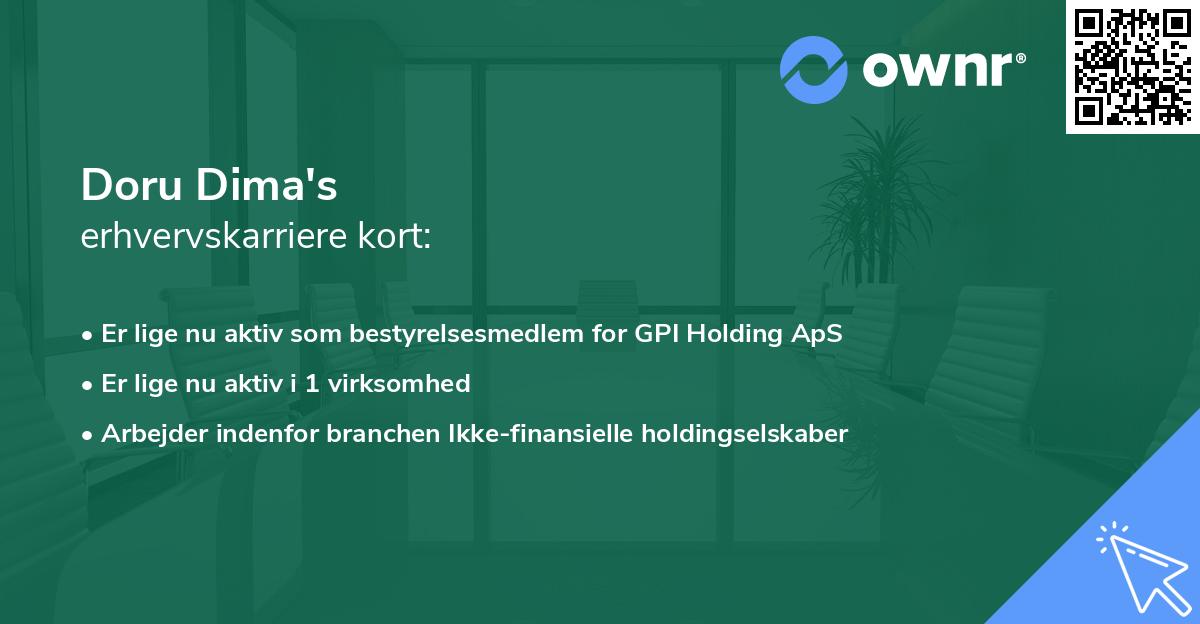 Doru Dima's erhvervskarriere kort