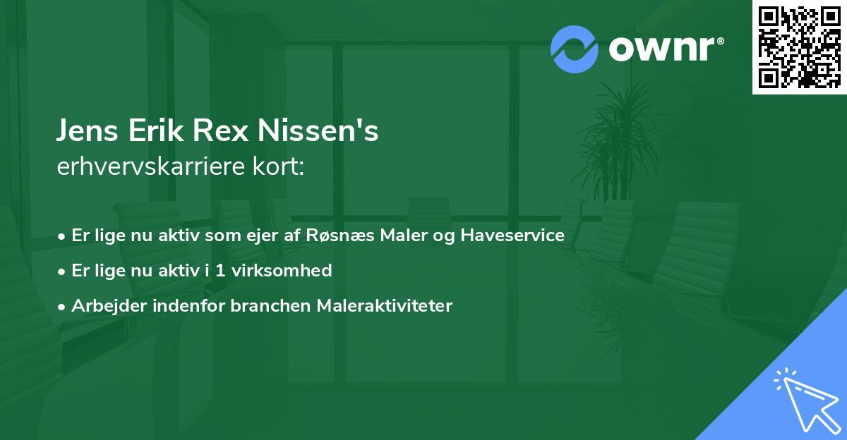 Jens Erik Rex Nissen's erhvervskarriere kort