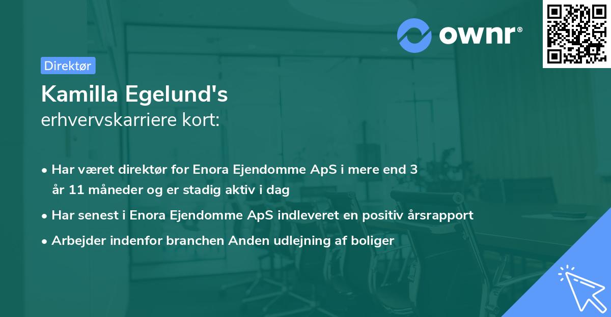 Kamilla Egelund's erhvervskarriere kort