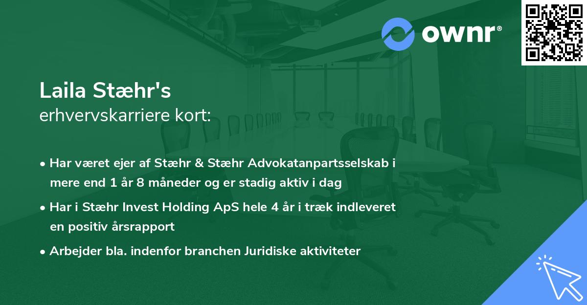 Laila Stæhr's erhvervskarriere kort
