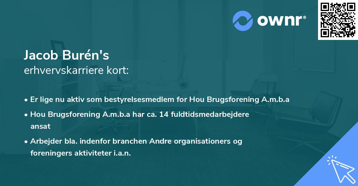 Jacob Burén's erhvervskarriere kort