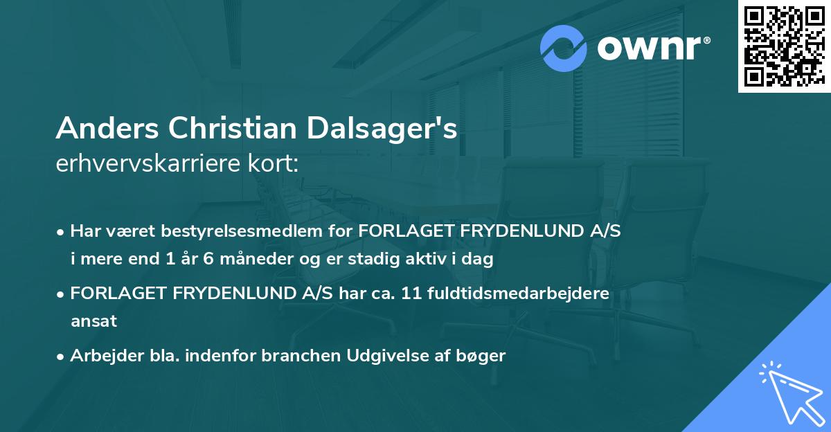 Anders Christian Dalsager's erhvervskarriere kort