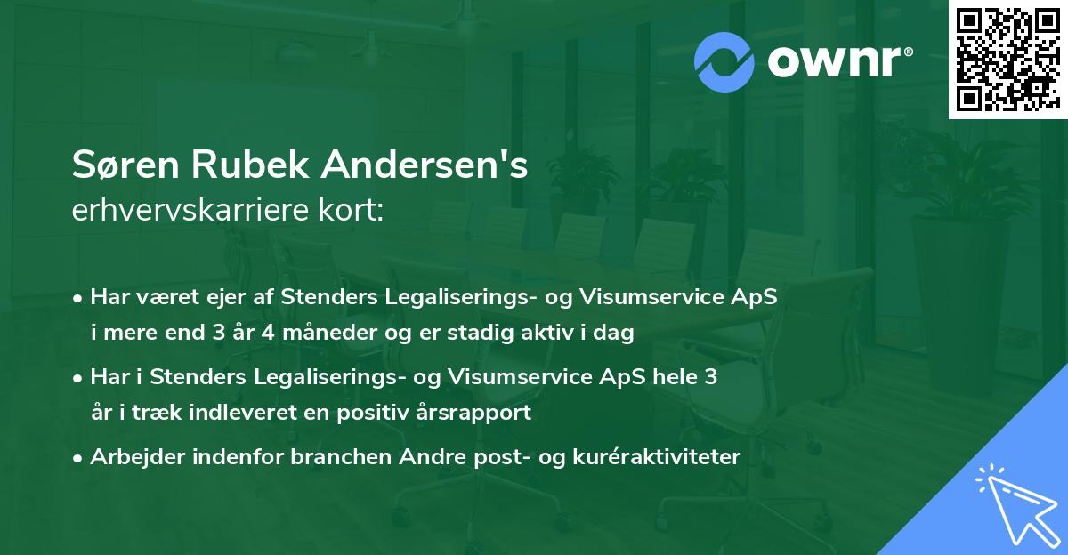 Søren Rubek Andersen's erhvervskarriere kort
