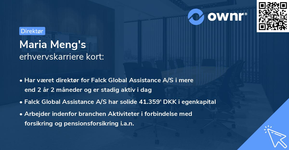 Maria Meng's erhvervskarriere kort
