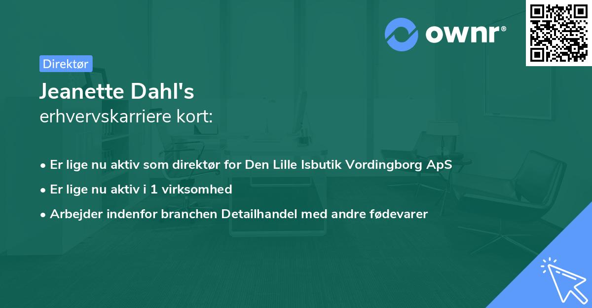 Jeanette Dahl's erhvervskarriere kort