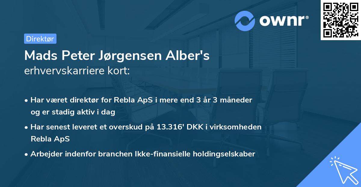 Mads Peter Jørgensen Alber's erhvervskarriere kort