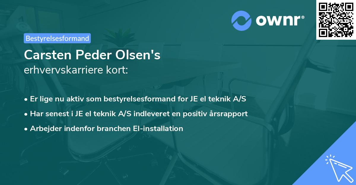 Carsten Peder Olsen's erhvervskarriere kort