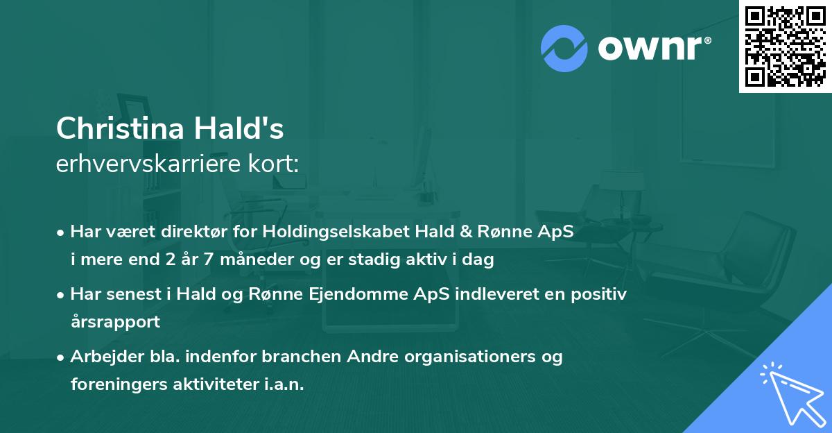 Christina Hald's erhvervskarriere kort