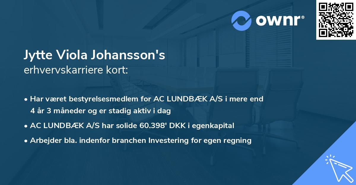 Jytte Viola Johansson's erhvervskarriere kort