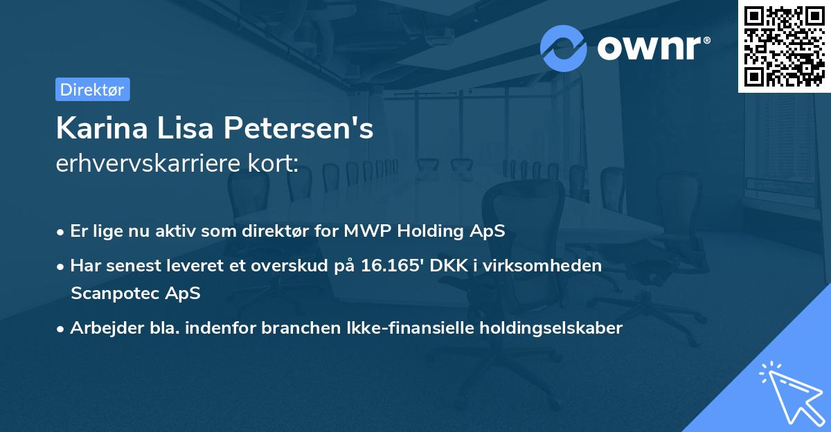 Karina Lisa Petersen's erhvervskarriere kort