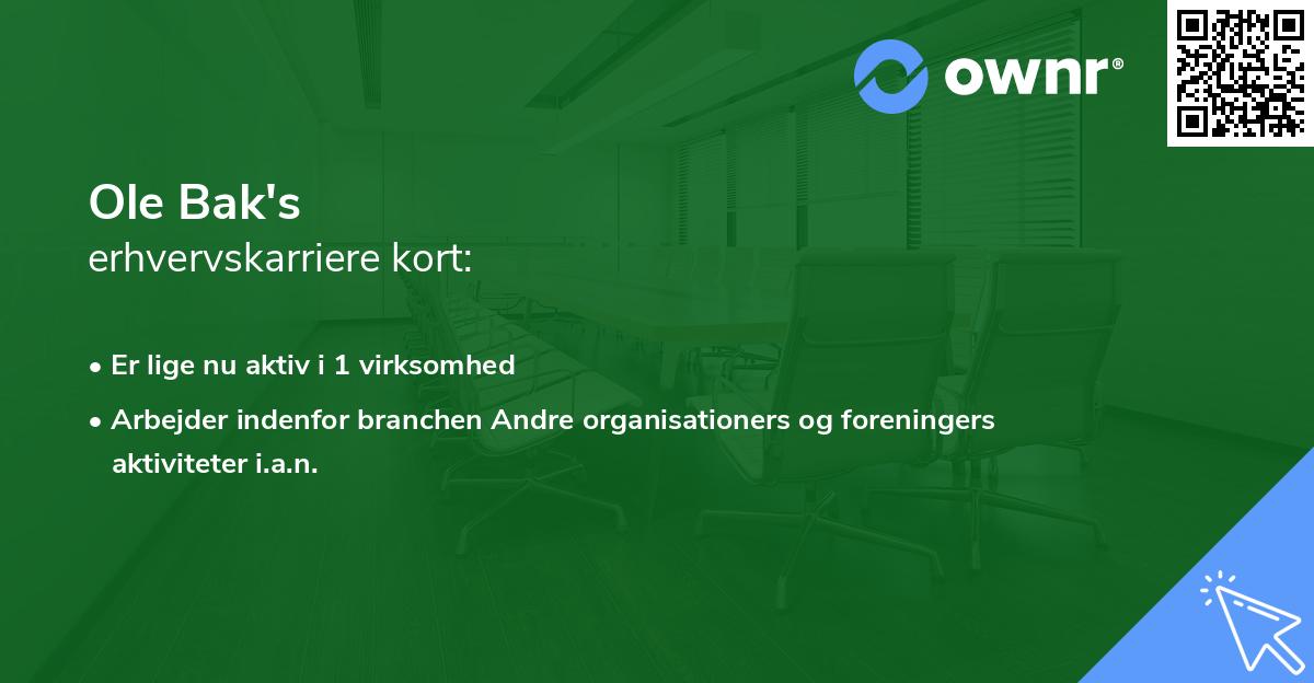 Ole Bak's erhvervskarriere kort