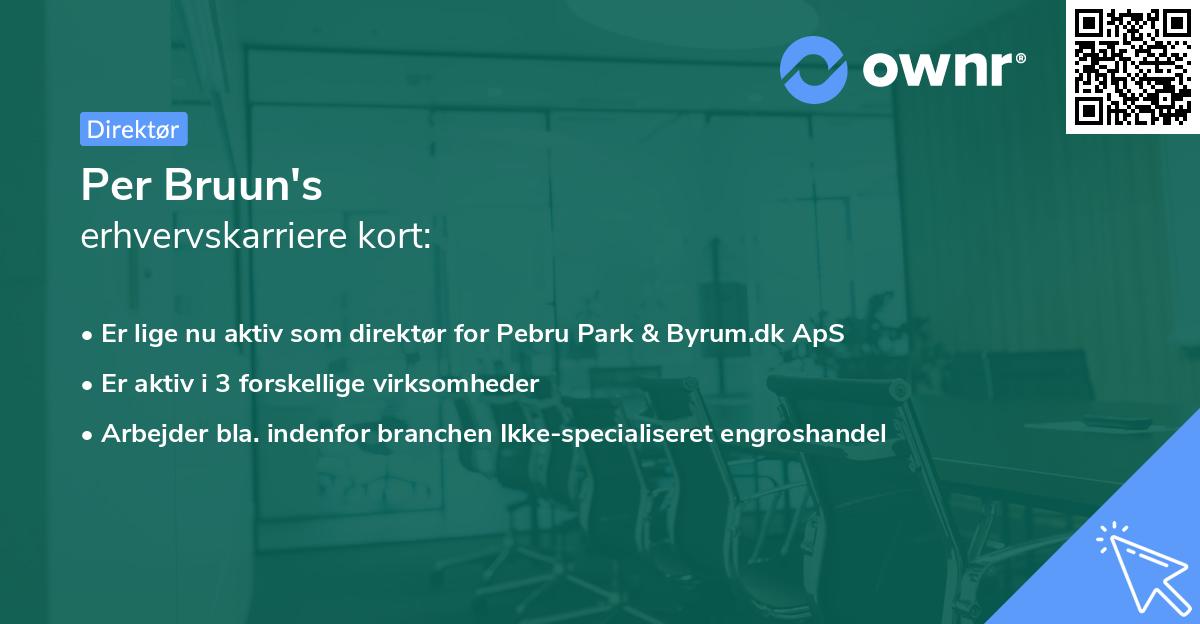 Per Bruun's erhvervskarriere kort