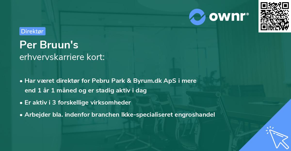 Per Bruun's erhvervskarriere kort