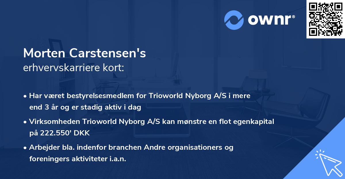 Morten Carstensen's erhvervskarriere kort