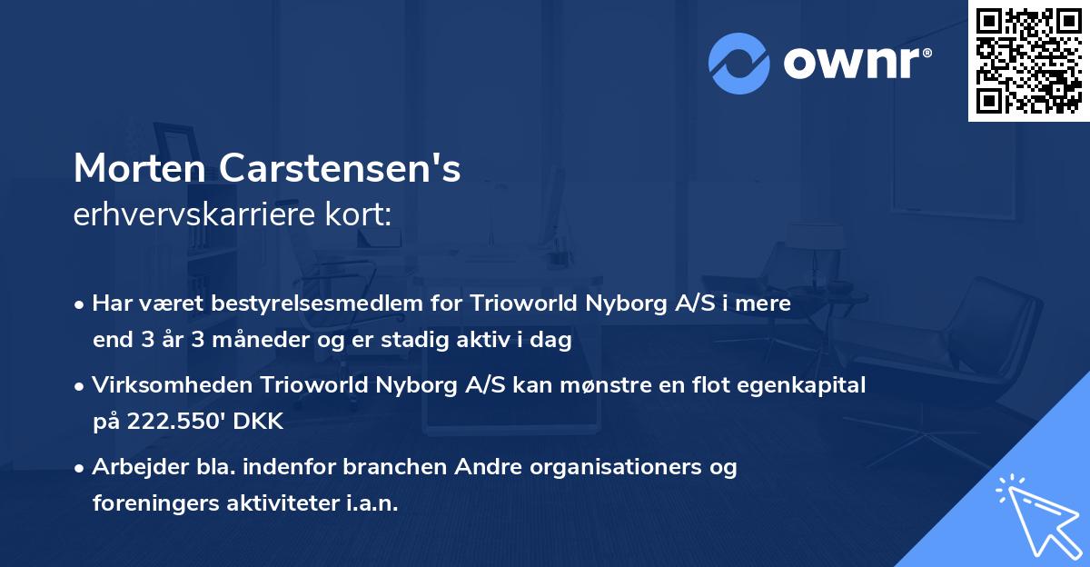 Morten Carstensen's erhvervskarriere kort