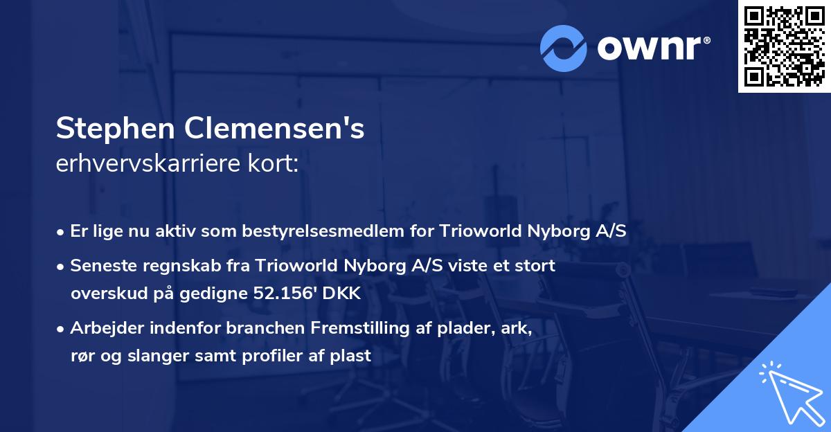 Stephen Clemensen's erhvervskarriere kort