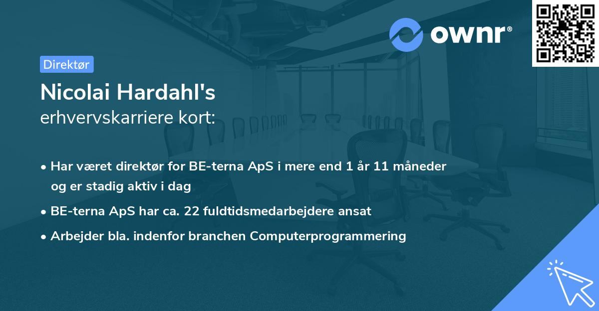 Nicolai Hardahl's erhvervskarriere kort