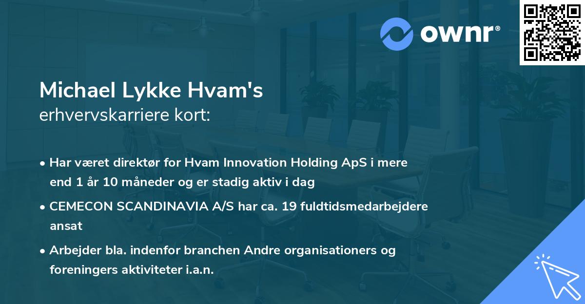 Michael Lykke Hvam's erhvervskarriere kort