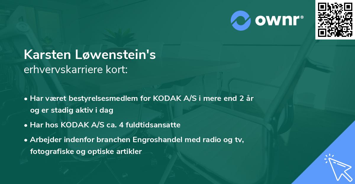 Karsten Løwenstein's erhvervskarriere kort