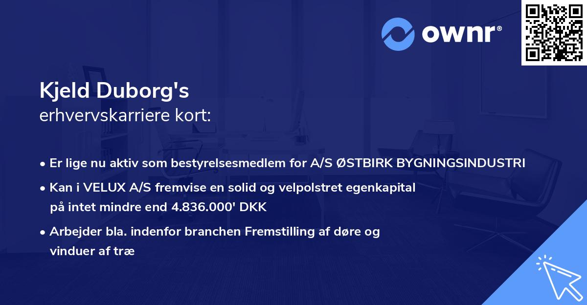 Kjeld Duborg's erhvervskarriere kort