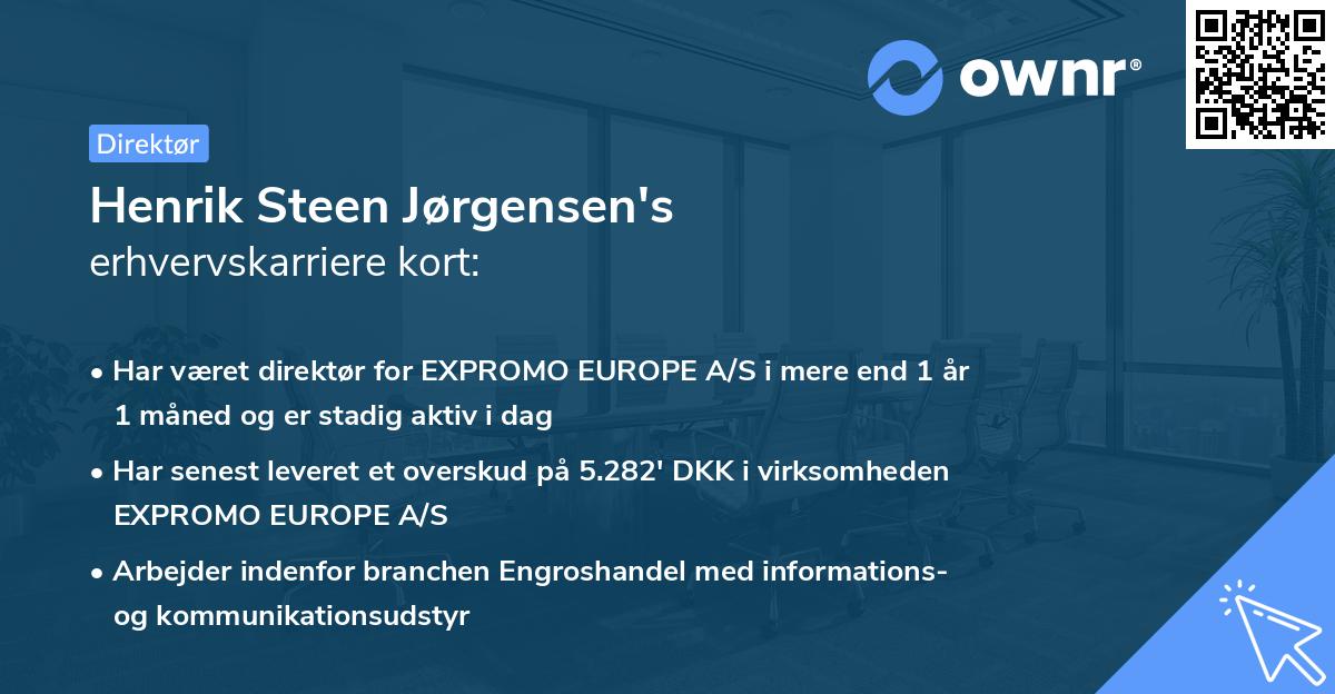 Henrik Steen Jørgensen's erhvervskarriere kort