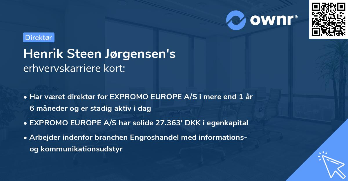 Henrik Steen Jørgensen's erhvervskarriere kort