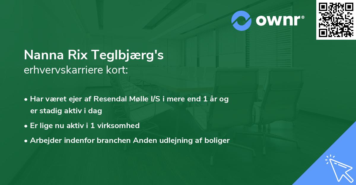 Nanna Rix Teglbjærg's erhvervskarriere kort