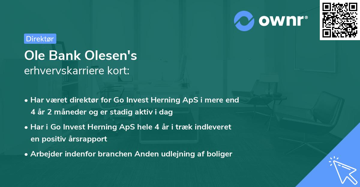 Ole Bank Olesen's erhvervskarriere kort
