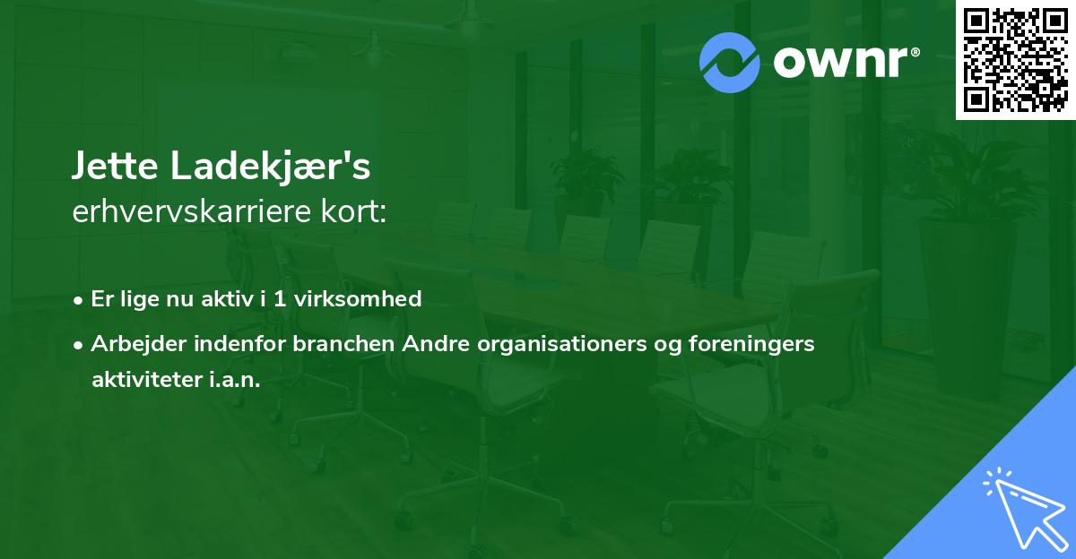 Jette Ladekjær's erhvervskarriere kort