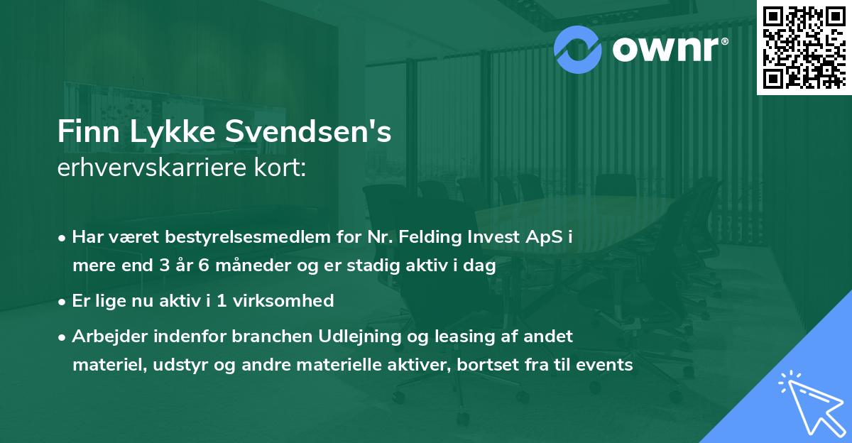 Finn Lykke Svendsen's erhvervskarriere kort